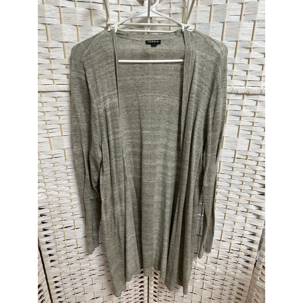 Torrid Olive Green Knit‎ Cardigan Size 2 Long Sleeve